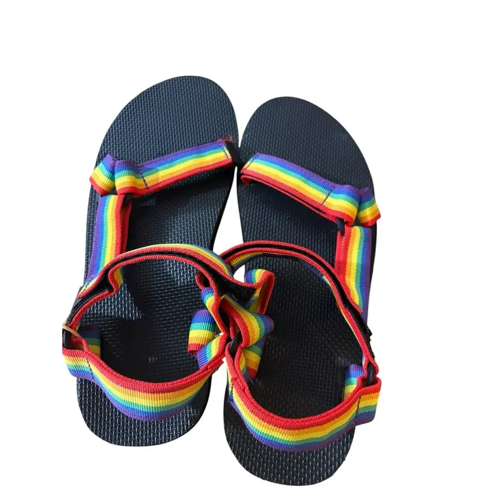 Teva Pride Original Universal Blk/Rainbow Casual Lifestyle  Hiking Sandals sz 12